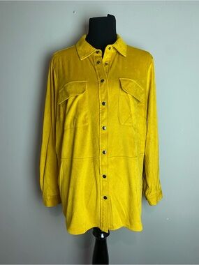 Jones New York Mustard Yellow Button-Front Blouse